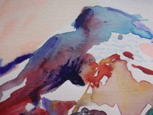 FABULOUS ORIGINAL WATERCOLOUR by PAT CROSSLEY `INSPIRED LANDSCAPE` - LOVELY ABSTRACT PIECE!