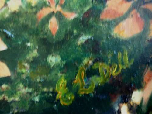 ORIGINAL OIL PAINTING by E.L.DELL - BEAUTIFULL FLOWERING TREE - WELL FRAMED, READY TO HANG.