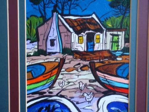 TWO STUNNING ORIGINAL GIBB WORKS OF ART - CAPE FISHING VILLAGE `SUNLIGHT` and `MOONLIGHT`