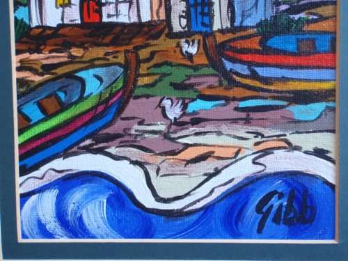 TWO STUNNING ORIGINAL GIBB WORKS OF ART - CAPE FISHING VILLAGE `SUNLIGHT` and `MOONLIGHT`