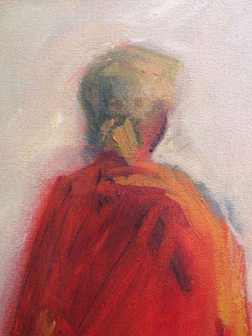 STUNNING ETHNIC `AMBER FIGURES`  ORIGINAL OIL PAINTING - BEAUTIFUL SHADES OF AMBER - LOVELY PIECE