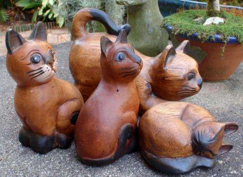 BALINESE HAND CARVED CATS - CALLING ALL CAT LOVERS, THIS IS FOR YOU!