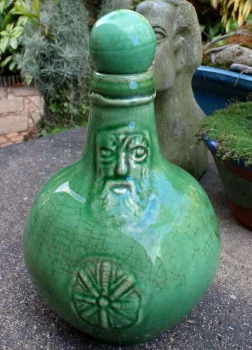 VINTAGE JAR `HULSTKAMP` - DIVINE DEEP GREEN POTTERY WITH FABULOUS FEATURES - UNIQUE AND BEAUTIFUL