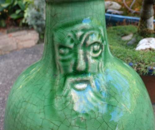 VINTAGE JAR `HULSTKAMP` - DIVINE DEEP GREEN POTTERY WITH FABULOUS FEATURES - UNIQUE AND BEAUTIFUL