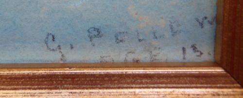 VINTAGE ORIGINAL GOUACHE PAINTING OF LAKESIDE SCENE, SNOWY MOUNTAINS,  AUSTRIA CHARACTER PIECE