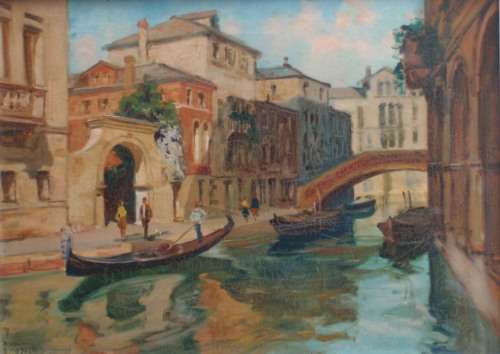 VINTAGE WONDERFUL ORIGINAL by RINALDO CARESSA. 1929-2009  IMPRESSIONIST VENICE SCENE.