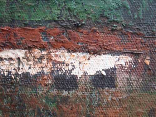 ABSTRACT ORIGINAL OIL PAINTING `AFRICAN FARM` STUDY OF LANDSCAPE WITH FARM ANIMALS