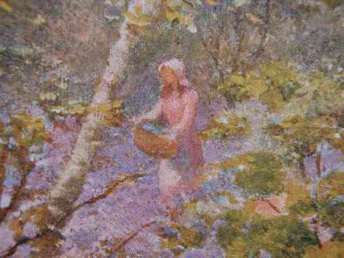 VINTAGE: BEAUTIFUL ETHERIAL PRINT OF PAINTING BY S.SHELTON, BLUEBELLS. IN EBONIZED VINTAGE FRAME.