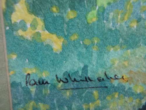 VINTAGE: BEAUTIFULL ORIGINAL WATERCOLOUR signed PAM WHITTAKER. SPRING STREAM, WOODLAND DAFFADILS