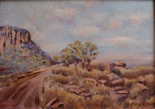 VINTAGE - LANDSCAPE `ON THE ROAD TO PONDOLAND`  LOVELY OLD PIECE IN OAK VINTAGE FRAME.