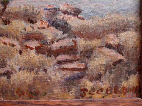 VINTAGE - LANDSCAPE `ON THE ROAD TO PONDOLAND`  LOVELY OLD PIECE IN OAK VINTAGE FRAME.