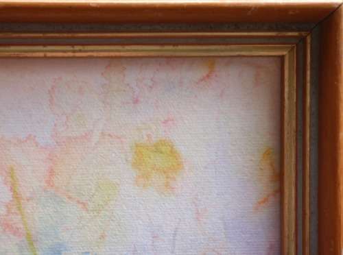 BEAUTIFUL ORIGINAL WATERCOLOUR - WHITE DAISIES IN CHINA BLUE BACKGROUND.