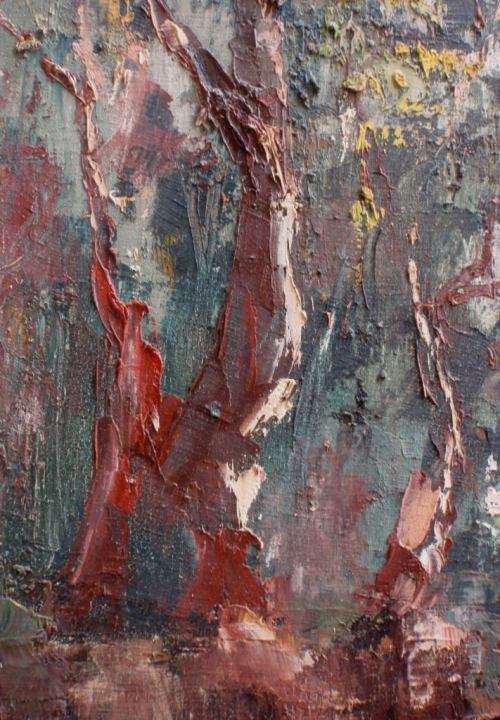 VINTAGE IMPRESSIONIST OIL PAINTING  BY MOTO - CENTRAL AFRICAN ARTIST. FRAMERS LABEL SAYS `SALISBURY`