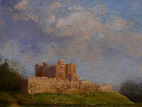ORIGINAL B.JONES OIL PAINTING OF `BOTHEL CASTEL` SIGNED AND DATED 1988. IMPRESSIONIST COUNTRY SCENE