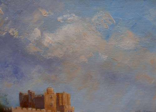 ORIGINAL B.JONES OIL PAINTING OF `BOTHEL CASTEL` SIGNED AND DATED 1988. IMPRESSIONIST COUNTRY SCENE