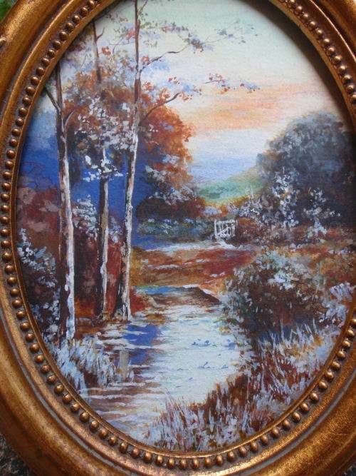 BEAUTIFUL ORIGINAL MINIATURE PAINTING IN GORGEOUS ORNATE GILDED FRAME. TABLE OR WALL HANGING