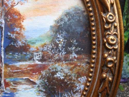 BEAUTIFUL ORIGINAL MINIATURE PAINTING IN GORGEOUS ORNATE GILDED FRAME. TABLE OR WALL HANGING