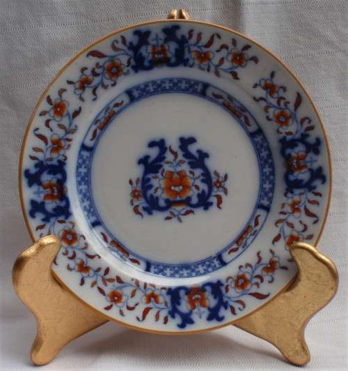 Minton antique Lyre pattern - 5 saucers and 2 side plates - circa 1850.