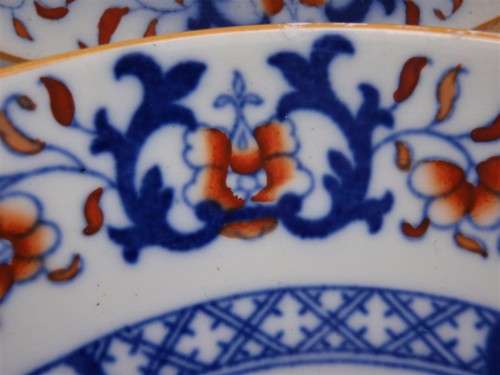 Minton antique Lyre pattern - 5 saucers and 2 side plates - circa 1850.