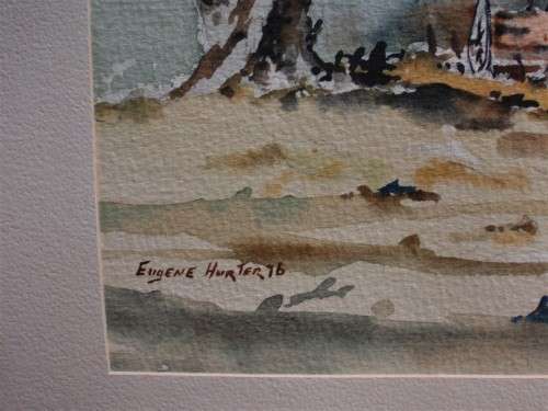 Eugene Hurter, investment art by late S.African artist. `Farm Trees` Original watercolour.