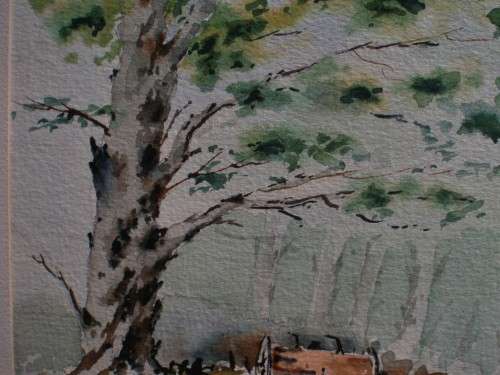 Eugene Hurter, investment art by late S.African artist. `Farm Trees` Original watercolour.