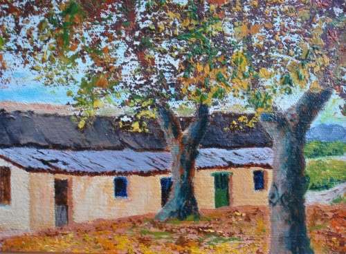 Original oil painting ``Cape Autumn Trees` - beautiful country scene, framed ready to hang.