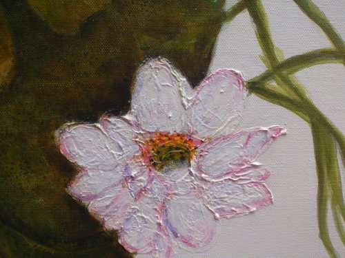 Gorgeous orignal painting  by Elizabeth Brice `Koi and Lotus Flower` dreamy minimalist art - lovely!