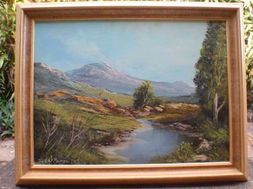 Vintage South African landscape - original oil by Jan N.LeMaitre circa 1949.