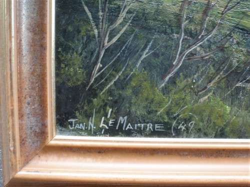 Vintage South African landscape - original oil by Jan N.LeMaitre circa 1949.