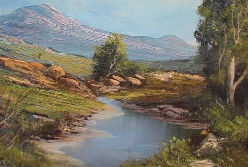 Vintage South African landscape - original oil by Jan N.LeMaitre circa 1949.