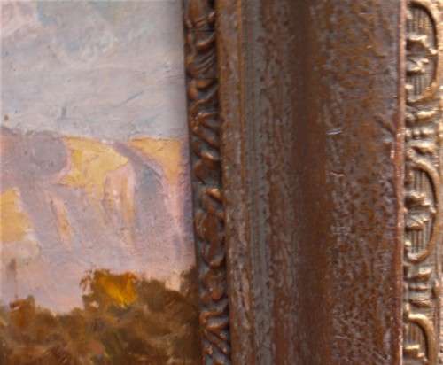 Antique oil painting - S.African landscape signed A.G. in original frame - gorgeous old piece!