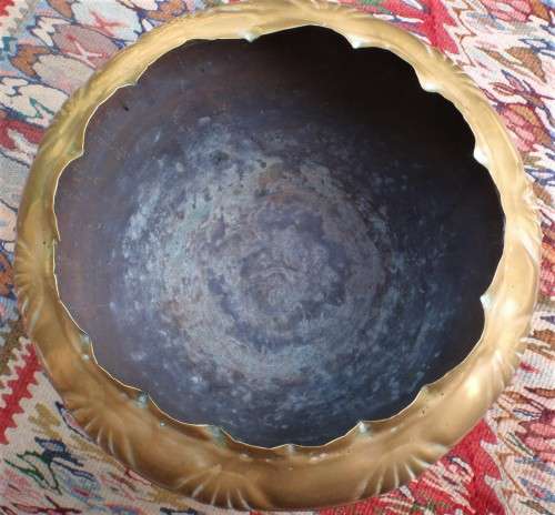 Vintage brass bowl, potplant holder. Lovely old piece with character.