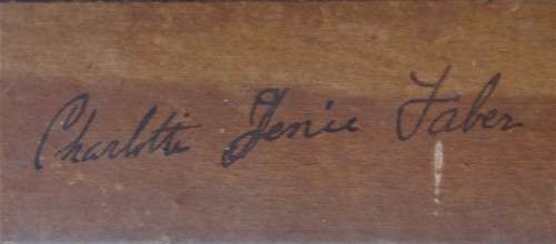 Antique oil painting by Charlotte Faber in beautiful ornate oak frame - pastoral landscape with cows