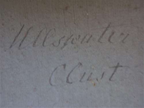 Antique oil painting by Charlotte Faber in beautiful ornate oak frame - pastoral landscape with cows