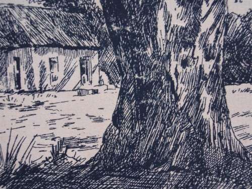 Original ink drawing of S.African Cape homestead - fabulous detail. Vintage piece in ebonized frame.