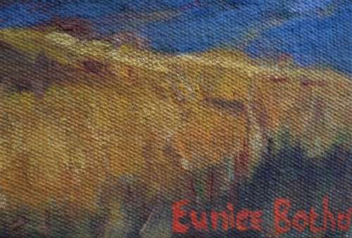 Original oil painting on canvas by Eunice Botha. Exquisite small piece of classic landscape art.