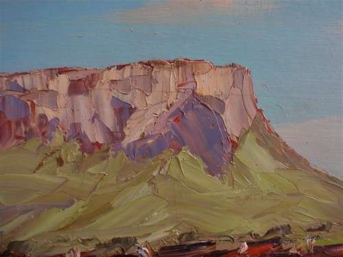 Vintage original oil, palette knife of Soutkop, Free State in vintage frame - fabulous!