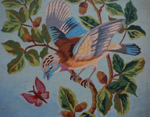 A pair of the most charming, vintage original paintings - chinoiserie beauty. Paint by Numbers retro