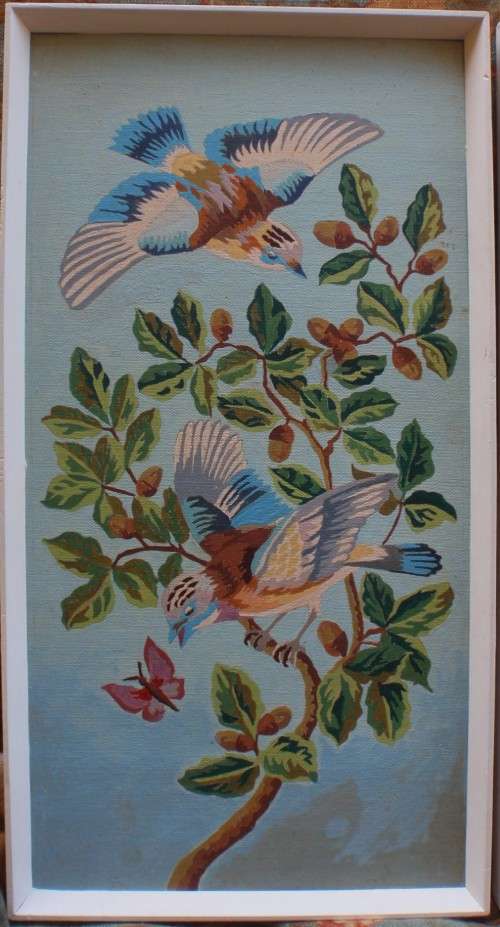 A pair of the most charming, vintage original paintings - chinoiserie beauty. Paint by Numbers retro