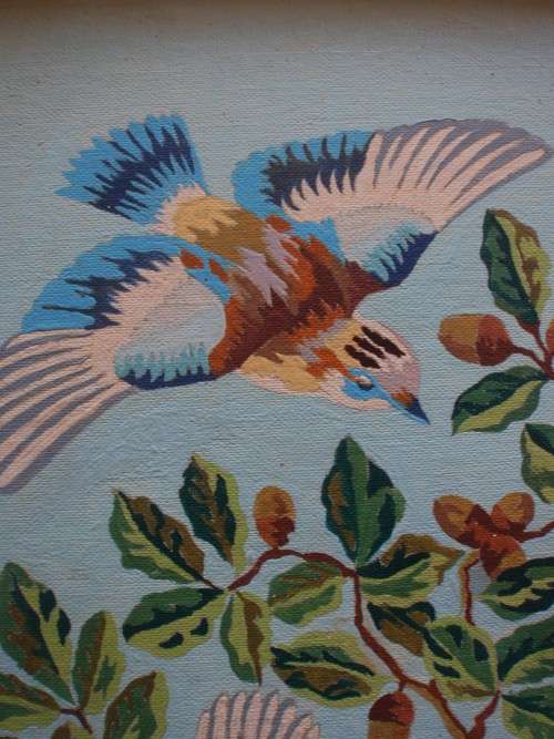 A pair of the most charming, vintage original paintings - chinoiserie beauty. Paint by Numbers retro