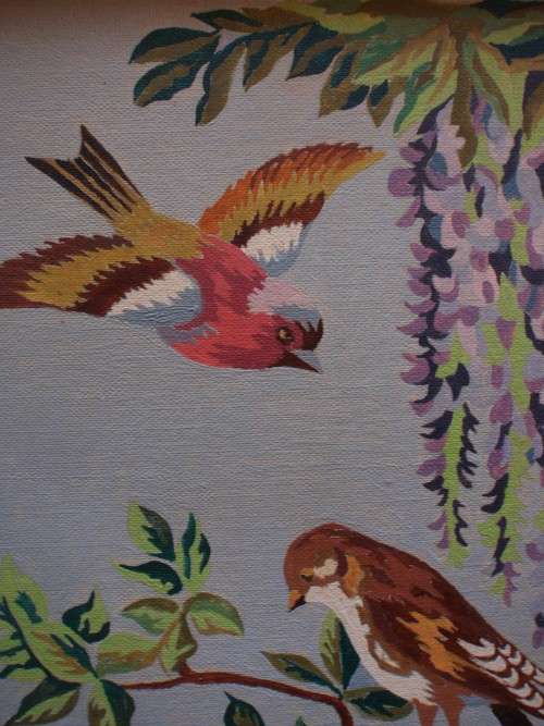A pair of the most charming, vintage original paintings - chinoiserie beauty. Paint by Numbers retro