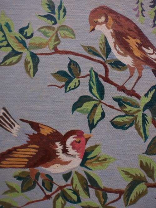 A pair of the most charming, vintage original paintings - chinoiserie beauty. Paint by Numbers retro