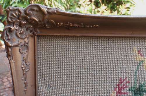 Vintage tapestry - absolutely beautiful still life tapestry in vintage frame - a real beauty.