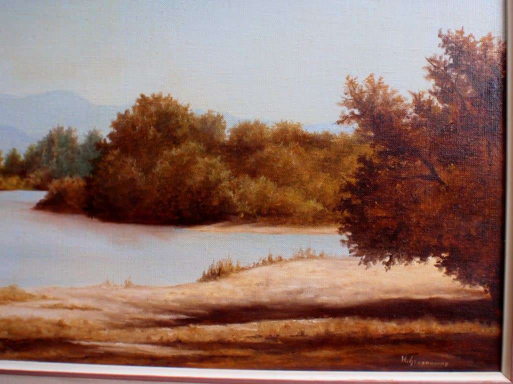 Vintage oil painting by H.Greenaway.  Classic S.African landscape beautifully executed.