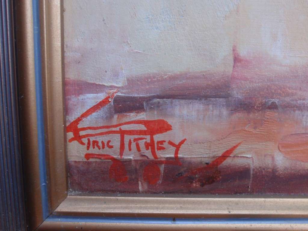 Two original Eric Pithey oil paintings - gorgeous still life roses in vase. Palette knife style.