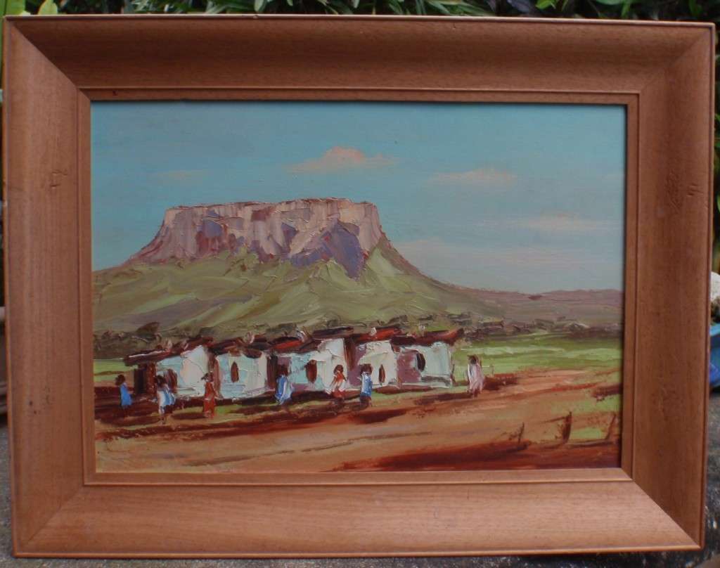 Original S.African original oil of famous historical mountai -  Soutkop Free State. Excellent art.