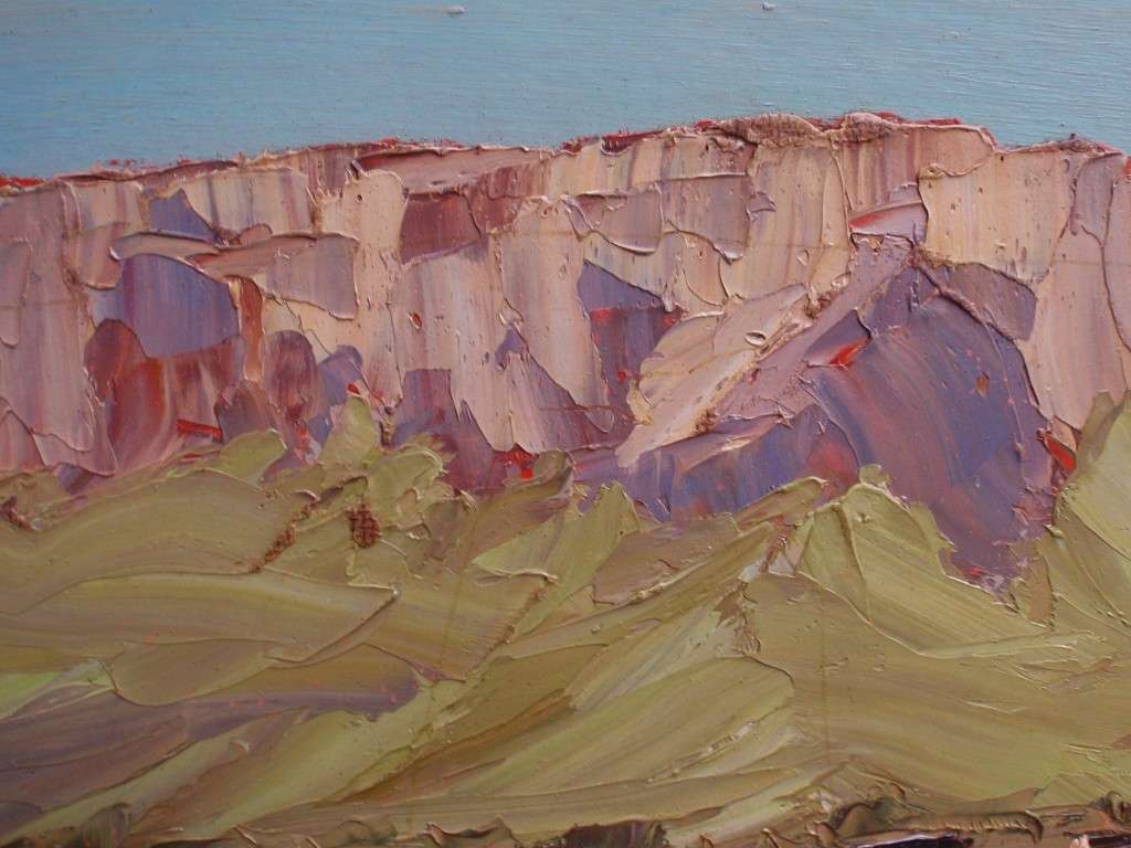 Original S.African original oil of famous historical mountai -  Soutkop Free State. Excellent art.