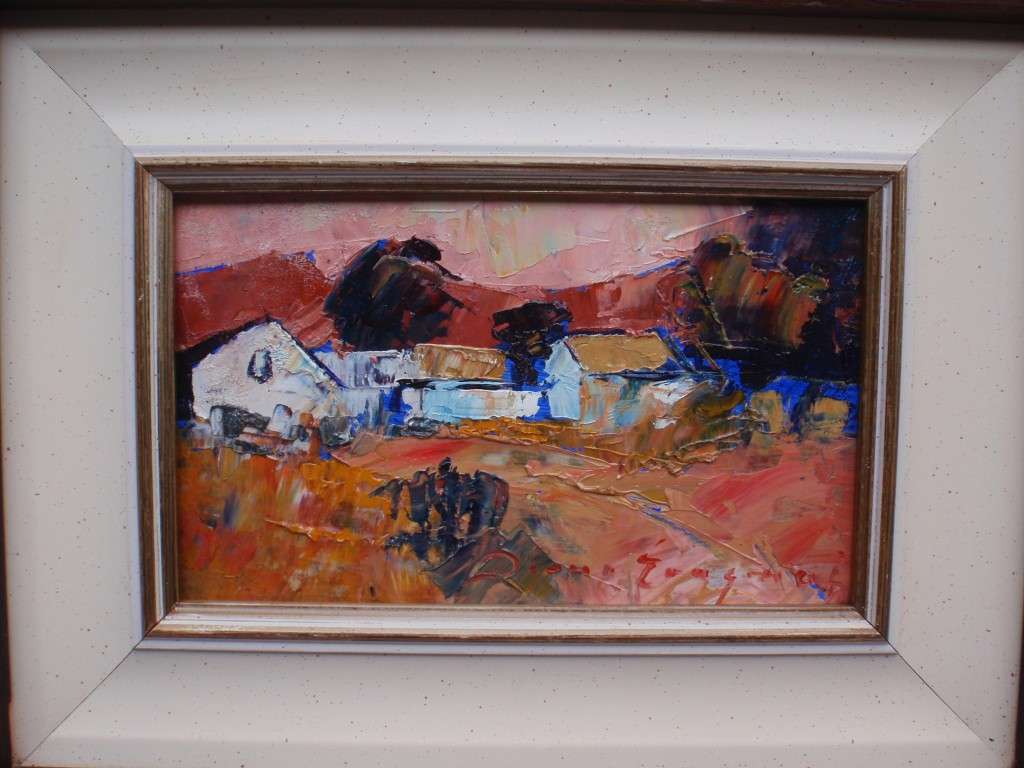 A pair of original Diane Erasmus abstract impressionist, S.African landscapes, well framed.
