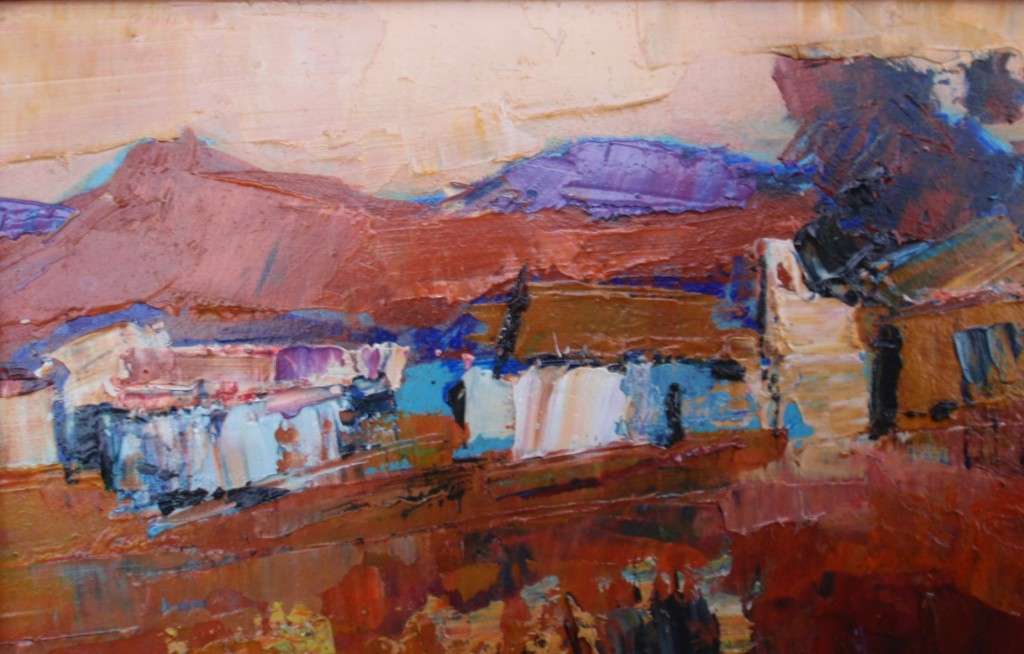 A pair of original Diane Erasmus abstract impressionist, S.African landscapes, well framed.