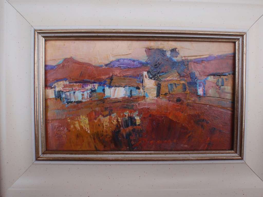 A pair of original Diane Erasmus abstract impressionist, S.African landscapes, well framed.